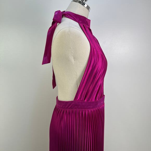 L'IDEE Renaissance Halter Side-Slit Pleated Maxi Dress Party Cocktail Formal - Picture 6 of 8